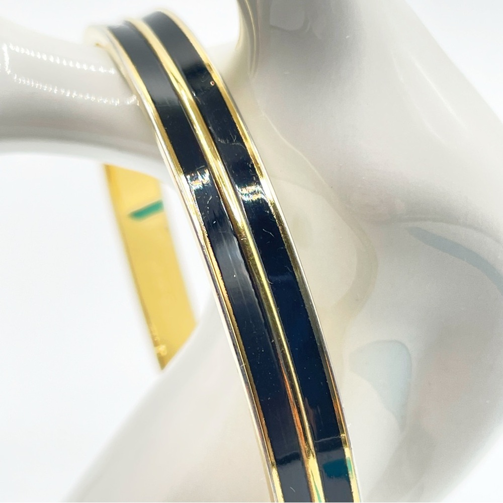 Monet Gold Tone and Black Enamel Bangle Bracelet